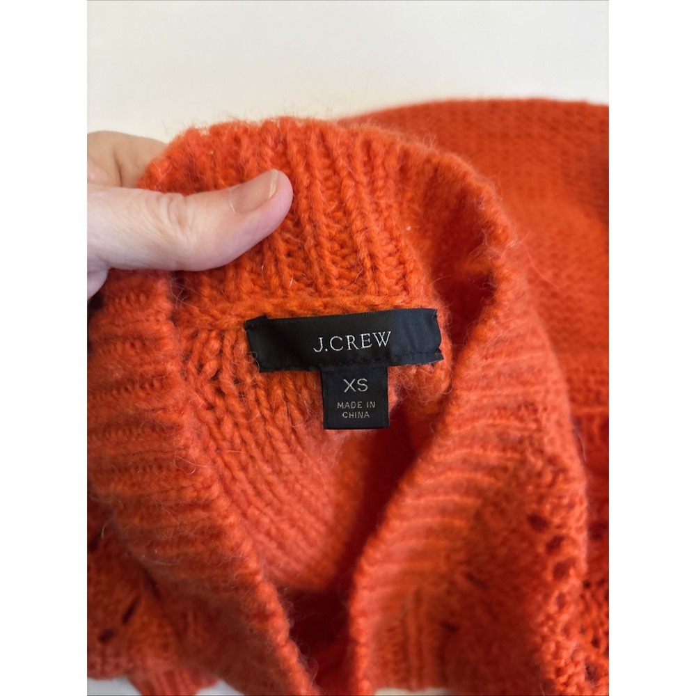 J.Crew Sweater‎ Women XS Cable Knit Pointelle Flowers Alpaca Wool Cottage Core - Picture 4 of 7